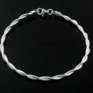 6.5" to 7" 3mm Shiny Twist Chain 925 Sterling Silver Bracelet