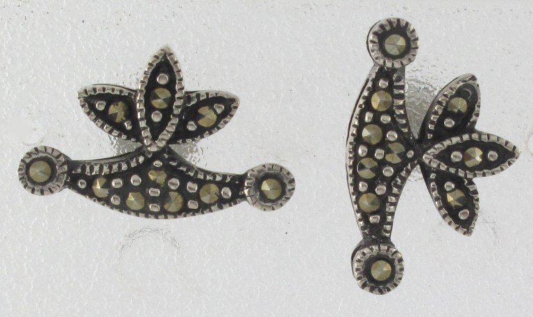 Crown Marcasite 925 Sterling Silver Stud Earrings