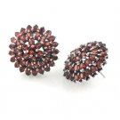 Marquise Red Garnet Cluster Gemstone 925 Sterling Silver Stud Earrings
