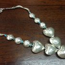 18" Love Heart Hammer 925 Sterling Silver Ball Bead Karen Hill Tribe Necklace