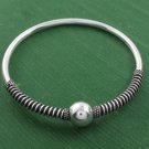 7.5" 55mm Ball Wire Bali 925 Sterilng Silver Bangle Bracelet