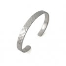 6.5" 6mm Hammered Flat Band Shiny 925 Sterling Silver Cuff Bracelet Polish