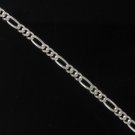 2.5mm Figaro Link 925 Sterling Silver Shiny Chain Necklace Men's