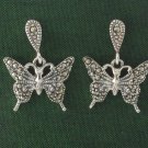 Elegant Butterfly Marcasite 925 Sterling Silver Stud Earrings