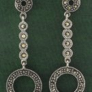 Multi Rings Drop Marcasite 925 Sterling Silver Stud Earrings