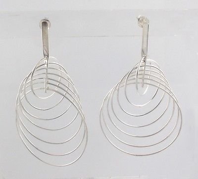 Multi Circle Hoop Dangle 925 Sterling Silver Dangle Hook Earrings