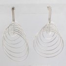 Multi Circle Hoop Dangle 925 Sterling Silver Dangle Hook Earrings