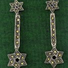 Hexagram Rectangle Drop Marcasite Sterling Silver Stud Earrings
