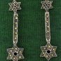 Hexagram Rectangle Drop Marcasite Sterling Silver Stud Earrings