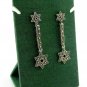 Hexagram Rectangle Drop Marcasite Sterling Silver Stud Earrings