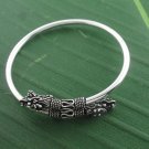 7.5" Dragon Naga Head Bali 3.5mm Round 925 Sterling Silver Cuff Bracelet