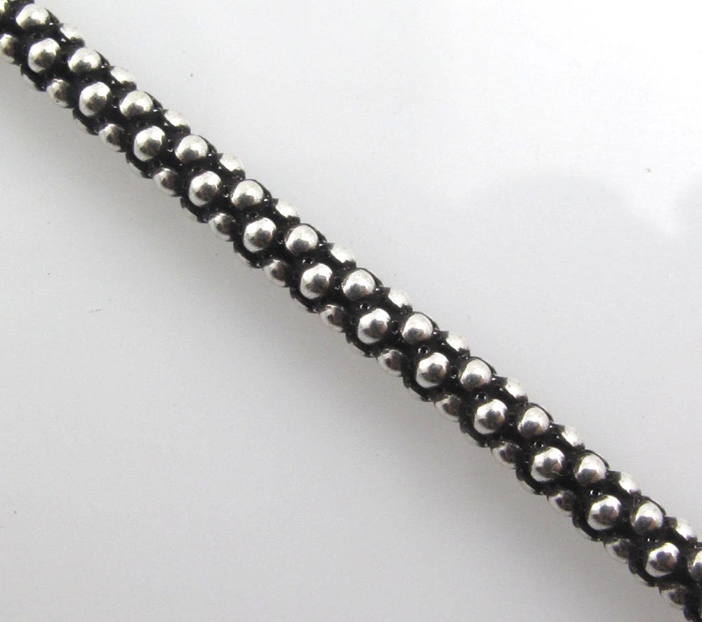 3mm Corn Cluster Popcorn Bead 925 Sterling Silver Chain Necklace Black Oxidized