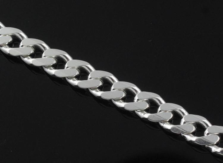7mm Curb Cuban Link Chain Men's 925 Sterling Silver Necklace Shiny