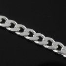7mm Curb Cuban Link Chain Men's 925 Sterling Silver Necklace Shiny