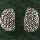 Half Hoop Marcasite 925 Sterling Silver Stud Earrings