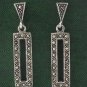 Rectangle Marcasite 925 Sterling Silver Stud Earrings