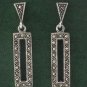 Rectangle Marcasite 925 Sterling Silver Stud Earrings