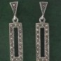 Rectangle Marcasite 925 Sterling Silver Stud Earrings
