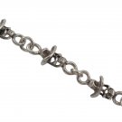9.5" Pirate Skull Link Chain 925 Sterling Silver Ankelt Bracelet Black Oxidized