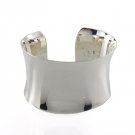 6.5" Wide Smooth Band Concave 925 Sterling Silver Cuff Bracelet Plain Polish