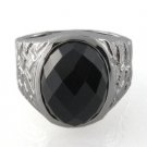 Texture Black Onyx Stone 925 Sterling Silver Ring