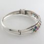 Square Cluster Gemstone Multcolor Marcasite 925 Sterling Silver Bangle Bracelet