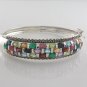 Square Cluster Gemstone Multcolor Marcasite 925 Sterling Silver Bangle Bracelet