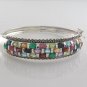 Square Cluster Gemstone Multcolor Marcasite 925 Sterling Silver Bangle Bracelet