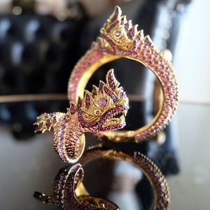 Ruby Naga Himmaphand 925 Sterling Silver Wrap Ring 18K Gold Plated