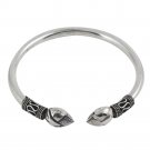 4mm Bali Lotus End S Curl 925 Sterling Silver Cuff Bracelet Black Oxidized