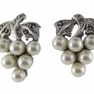 White Bead Grape Marcasite 925 Sterling Silver Stud Earrings