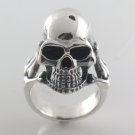 Skull Head Skeleton 925 Sterling Silver Men's Ring Black Oxidized Biker Punk
