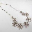 21" Elegant Blossom Flower  925 Sterling Silver Bali Karen Hill Tribe Necklace