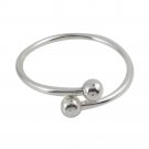 4mm Shiny Round Ball End 925 Sterling Silver Cuff Bracelet Plain Polish