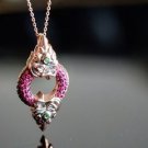 Naga Serpent God Ruby Emerald Eye 925 Sterling Silver Pendant Necklace