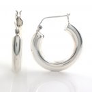 30mm Round Circle Hoop Shiny Snap 925 Sterling Silver Earrings Polish