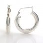 30mm Round Circle Hoop Shiny Snap 925 Sterling Silver Earrings Polish
