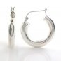 30mm Round Circle Hoop Shiny Snap 925 Sterling Silver Earrings Polish