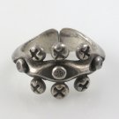 Karen Hill Tribe Circle Row 925 Sterling Silver Ring Free Size 8.5