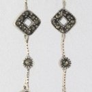 Diamond Chain Drop Marcasite 925 Sterling Silver Dangle Earrings