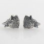 Wild Bear Roar Wolf Stud 925 Sterling Silver Earrings