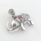 Elephant Muticolor Gemsmtone 925 Sterling Silver Charm Pendant