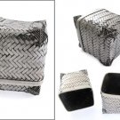 Weave Woven Basket Box 925 Sterling Silver Home Decorative