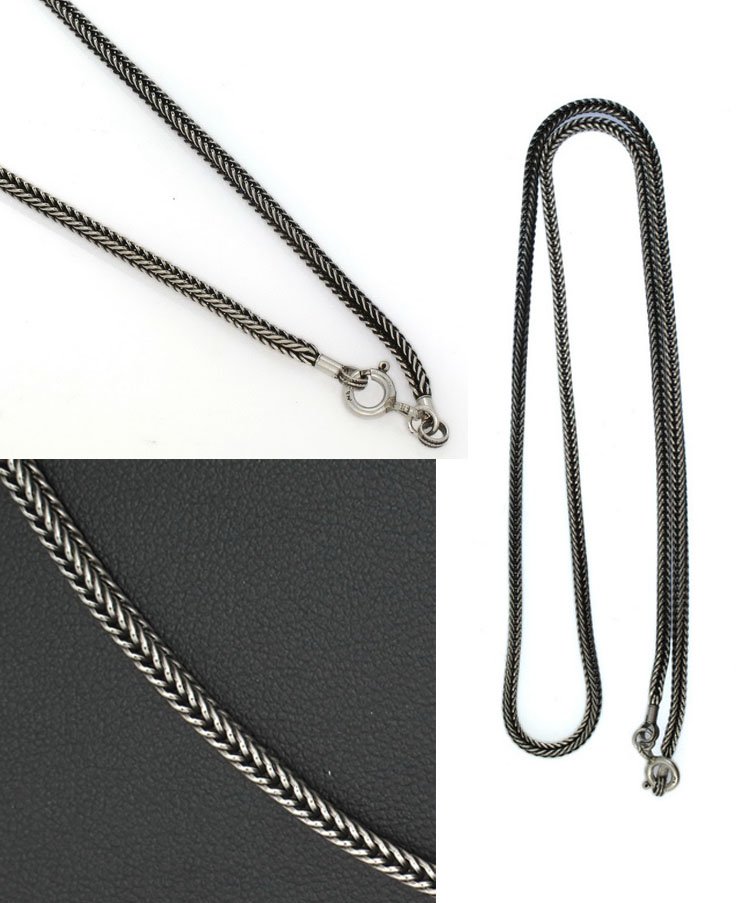 Snake 2.5mm Bali Braid 925 Solid Sterling Silver Chain Necklace Black Oxidized