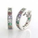 Multicolor Gemstone Hoop 925 Sterling Silver Earrings