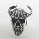Viking Skull Head 925 Sterling Silver Men's Ring Black Oxidized Biker Punk