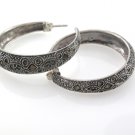 Elegant Round Hoop Marcasite 925 Sterling Silver Earrings