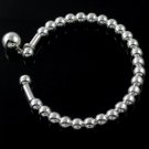 7" 6mm Ball Bead Dangle Ball 925 Sterling Silver Cuff Bracelet Plain Polish