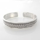 7" 10mm Flat Braid Bali Band 925 Sterling Silver Cuff Bracelet