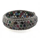 7" 56mm Multi Color Gemstone 925 Sterling Silver Bangle Band Bracelet